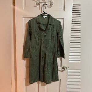 CAbi #341 Got You Covered Tunic Jacket Moss Green Size XS